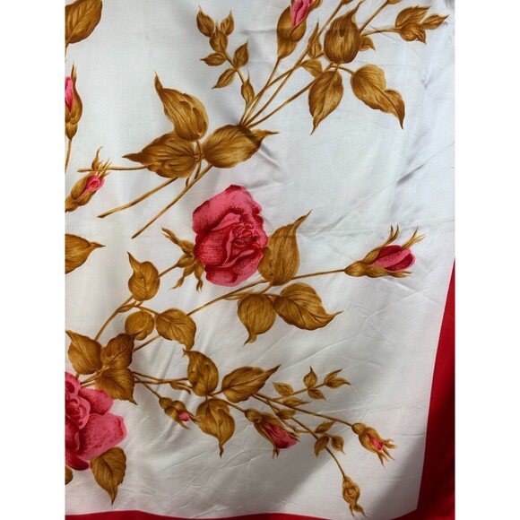Exclusive Designs Ladies Scarf Roses 30" 100% Acetate Red Pink Cream Hand Wash - Picture 3 of 6